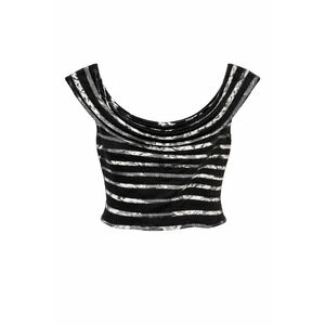 JS Collection Black White Ruched Corset Peplum Top Y2K Grunge Small